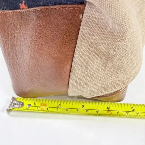 NWT Mona B Weekender Tote Blue Tan Upcycled Canvas Boho Carpet Print - Picture 10 of 11